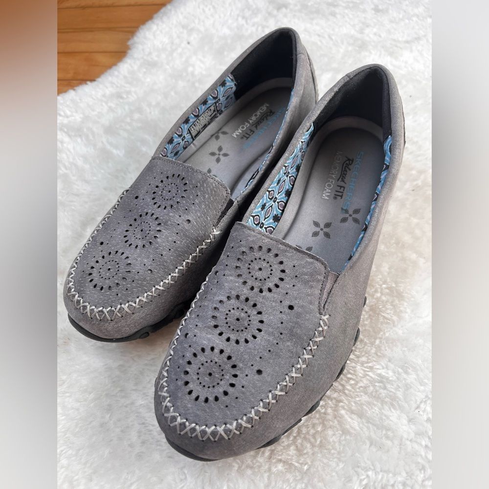 Skechers Gray Perforated Slip-On Loafers - Picture 2 of 14